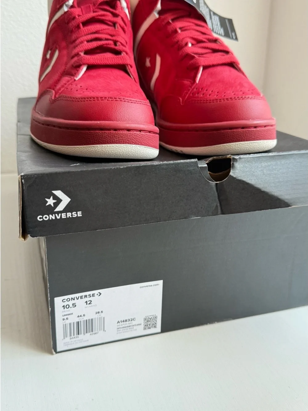 Converse Red and White Mid-Top Suede Sneakers - Picture 5 of 5